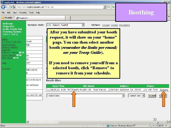 Boothing After you have submitted your booth request, it will show on your “home”