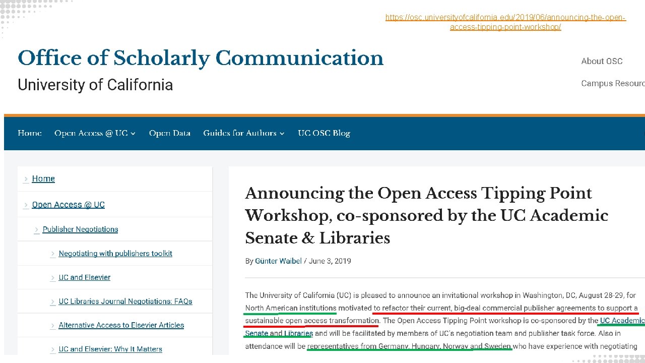 https: //osc. universityofcalifornia. edu/2019/06/announcing-the-openaccess-tipping-point-workshop/ 