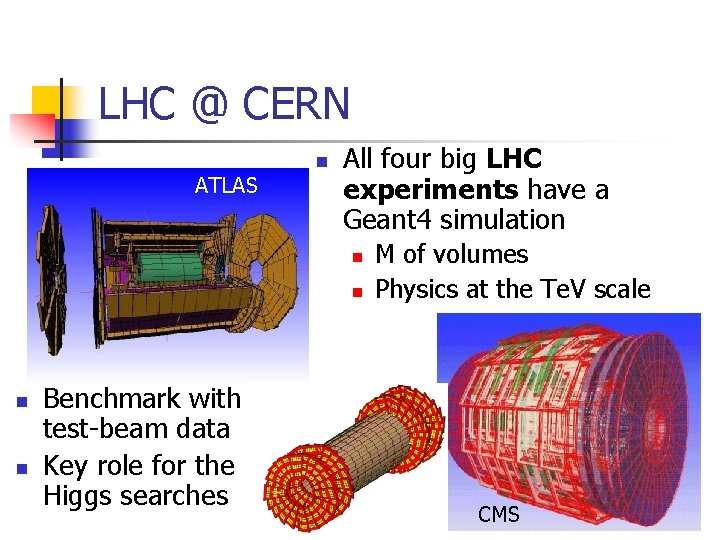 LHC @ CERN ATLAS n All four big LHC experiments have a Geant 4