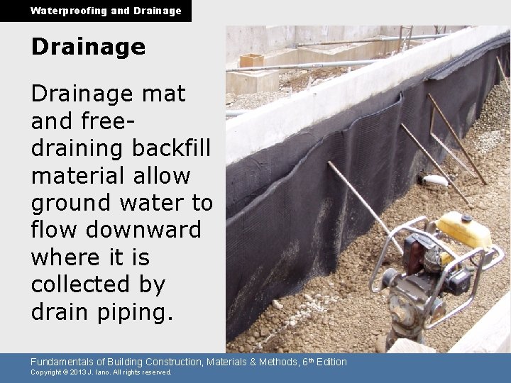 Waterproofing and Drainage mat and freedraining backfill material allow ground water to flow downward