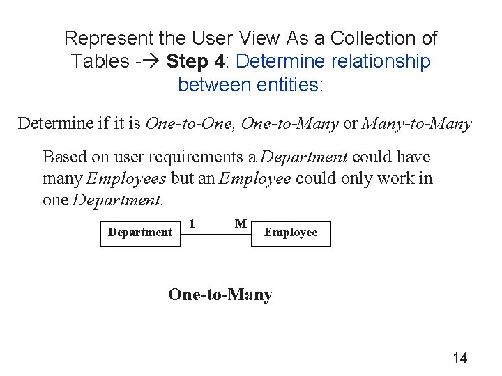 Represent the User View As a Collection of Tables - Step 4: Determine relationship