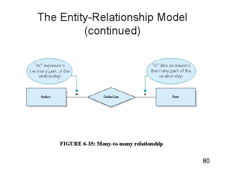 The Entity-Relationship Model (continued) FIGURE 6 -35: Many-to-many relationship 80 