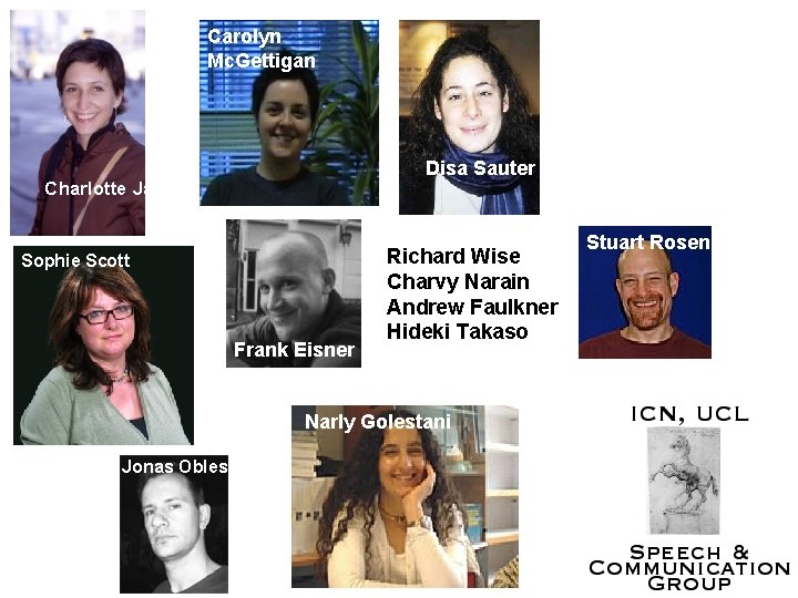 Carolyn Mc. Gettigan Disa Sauter Charlotte Jacquemot Sophie Scott Frank Eisner Richard Wise Charvy