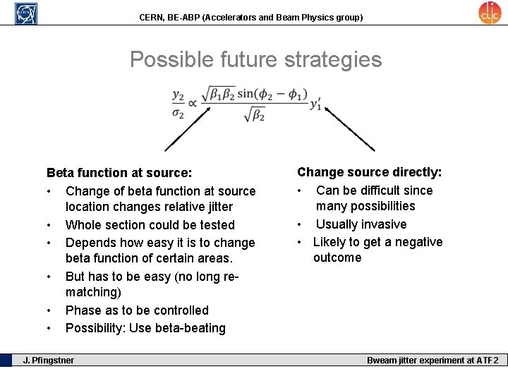 CERN, BE-ABP (Accelerators and Beam Physics group) Possible future strategies Beta function at source:
