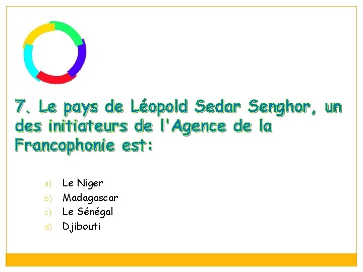 7. Le pays de Léopold Sedar Senghor, un des initiateurs de l'Agence de la