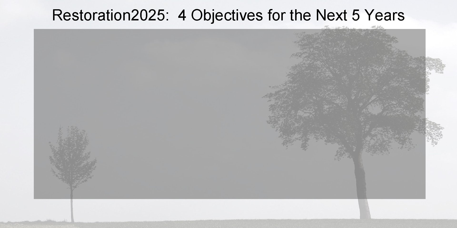 Restoration 2025: 4 Objectives for the Next 5 Years BOS 190902 - Sept 10