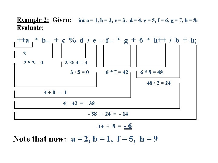 Example 2: Given: Evaluate: int a = 1, b = 2, c = 3, Example 2: Given: Evaluate: int a = 1, b = 2, c = 3,
