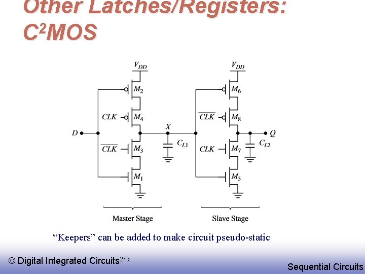 Other Latches/Registers: C 2 MOS “Keepers” can be added to make circuit pseudo-static ©