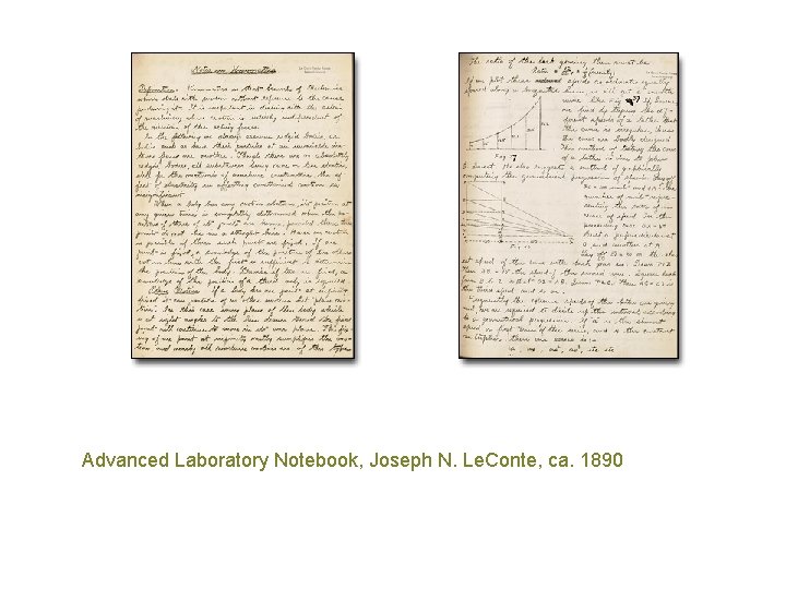 Advanced Laboratory Notebook, Joseph N. Le. Conte, ca. 1890 