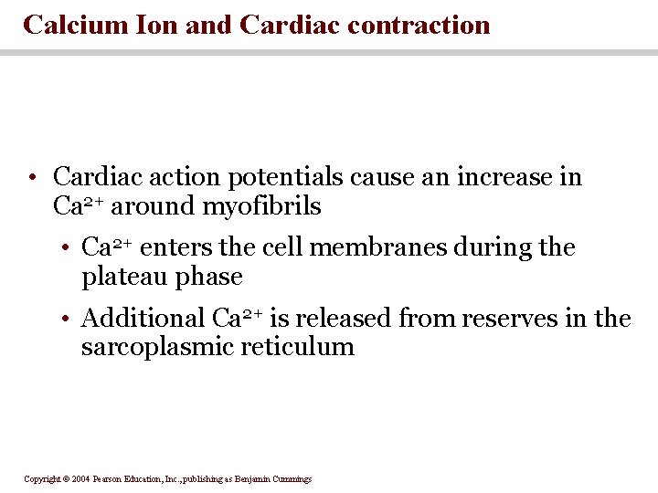 Calcium Ion and Cardiac contraction • Cardiac action potentials cause an increase in Ca