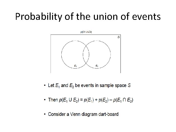 Probability of the union of events 