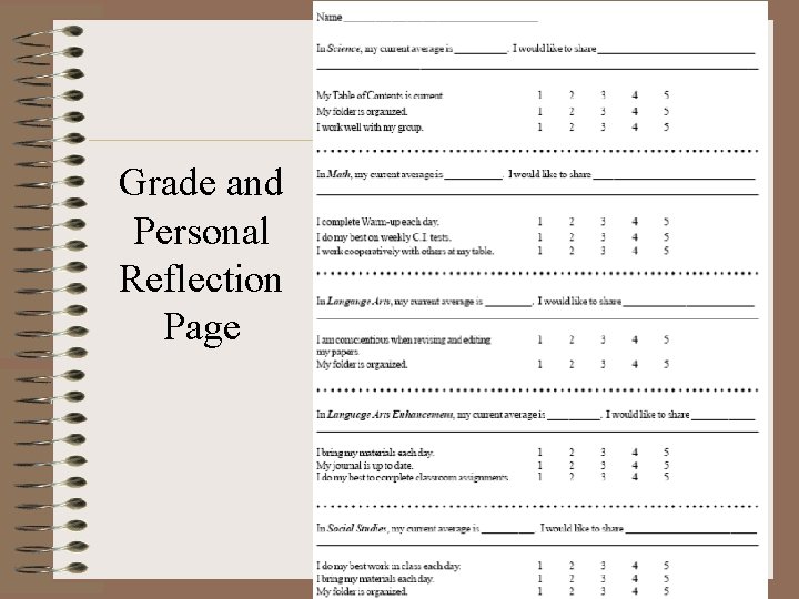 Grade and Personal Reflection Page 
