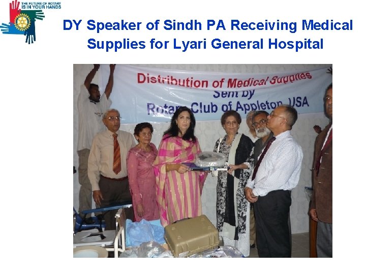 DY Speaker of Sindh PA Receiving Medical Supplies for Lyari General Hospital 