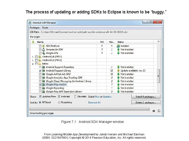 The process of updating or adding SDKs to Eclipse is known to be “buggy.