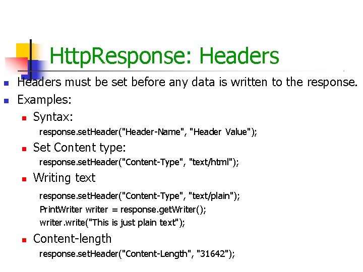 Http. Response: Headers must be set before any data is written to the response.