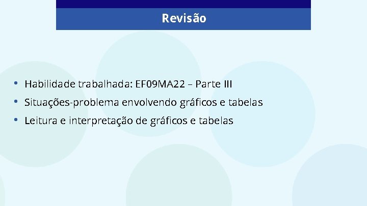 Revisão • • • Habilidade trabalhada: EF 09 MA 22 – Parte III Situações-problema