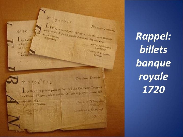 Rappel: billets banque royale 1720 