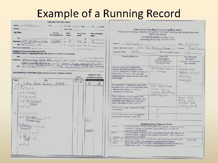 Example of a Running Record 