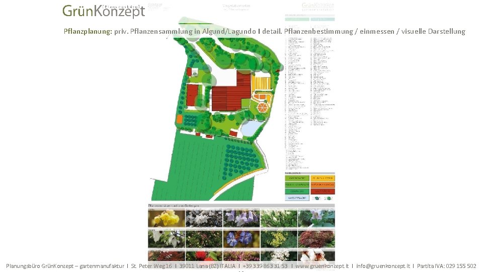 Pflanzplanung: priv. Pflanzensammlung in Algund/Lagundo I detail. Pflanzenbestimmung / einmessen / visuelle Darstellung Planungsbüro