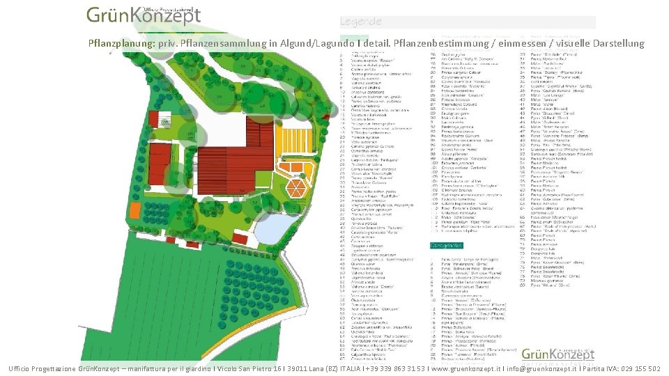 Pflanzplanung: priv. Pflanzensammlung in Algund/Lagundo I detail. Pflanzenbestimmung / einmessen / visuelle Darstellung Ufficio