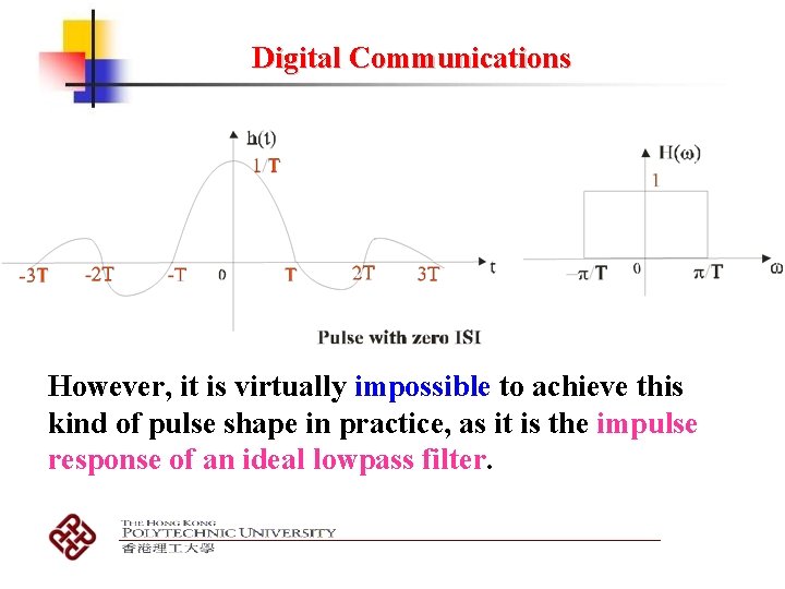 Digital Communications However, it is virtually impossible to achieve this kind of pulse shape