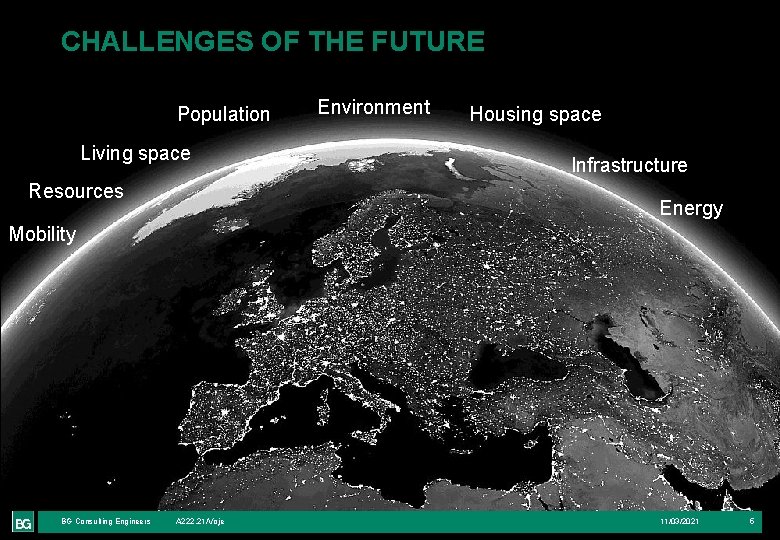 CHALLENGES OF THE FUTURE Population Living space Resources Environment Housing space Infrastructure Energy Mobility