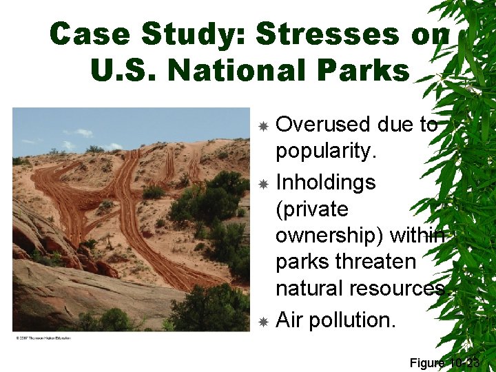 Case Study: Stresses on U. S. National Parks Overused due to popularity. Inholdings (private