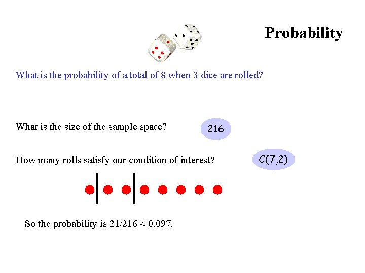 Probability What is the probability of a total of 8 when 3 dice are