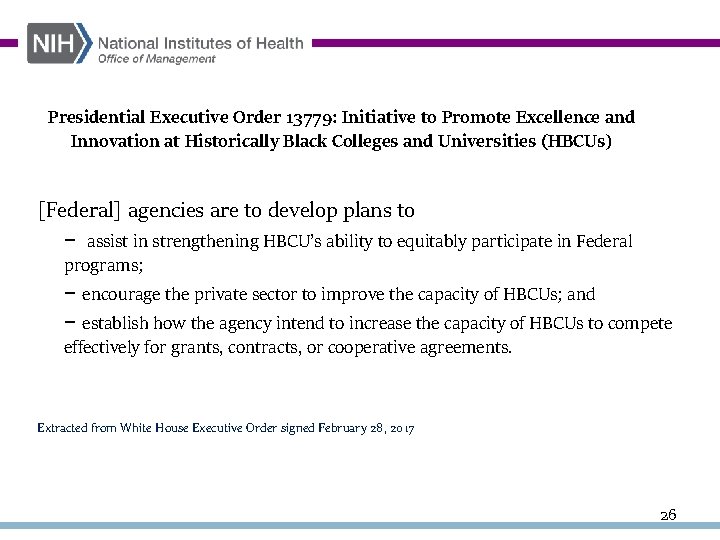 Presidential Executive Order 13779: Initiative to Promote Excellence and Innovation at Historically Black Colleges