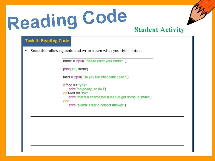 e d o C g Readin Student Activity 