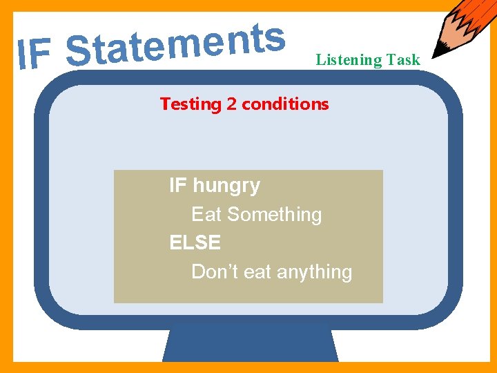 s t n e m e IF Stat Listening Task Testing 2 conditions IF