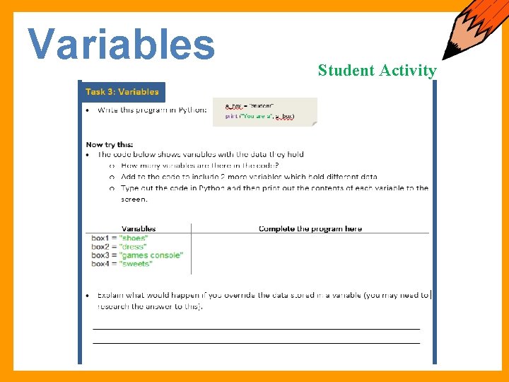 Variables Student Activity 