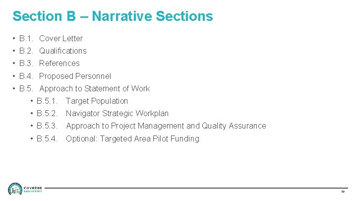 Section B – Narrative Sections • B. 1. Cover Letter • B. 2. Qualifications