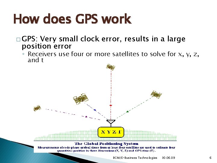 How does GPS work � GPS: Very small clock error, results in a large