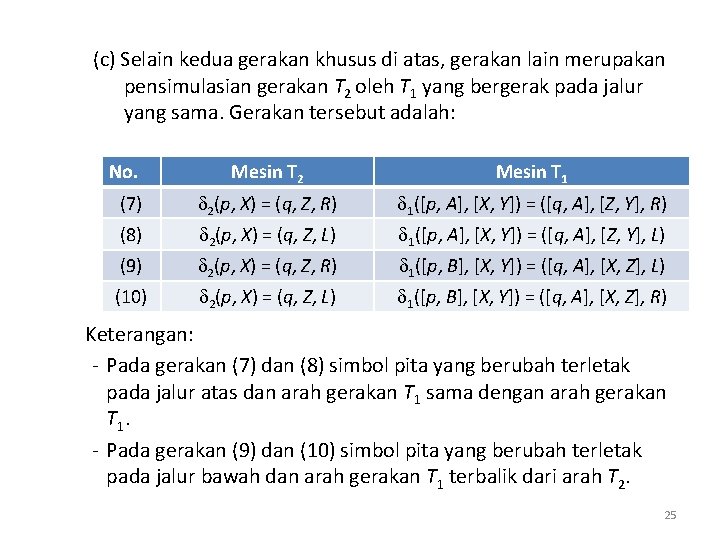 (c) Selain kedua gerakan khusus di atas, gerakan lain merupakan pensimulasian gerakan T 2