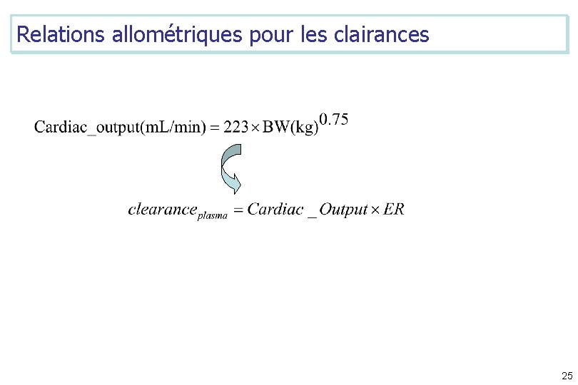 Relations allométriques pour les clairances 25 