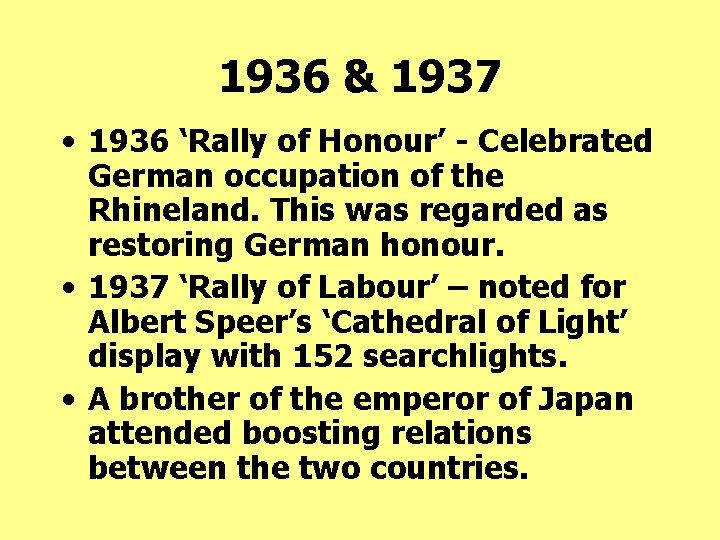 1936 & 1937 • 1936 ‘Rally of Honour’ - Celebrated German occupation of the