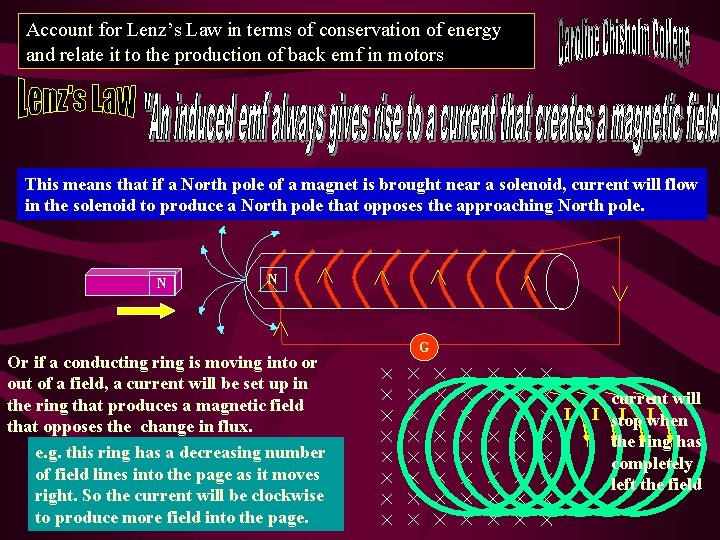 Account for Lenz’s Law in terms of conservation of energy and relate it to
