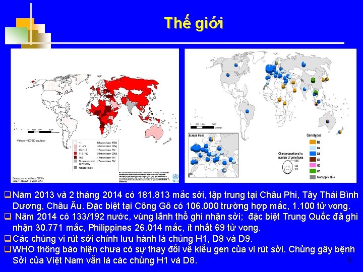 Thế giới q Năm 2013 và 2 tháng 2014 có 181. 813 mắc sởi,