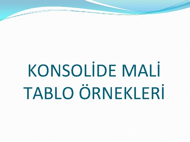 KONSOLİDE MALİ TABLO ÖRNEKLERİ 