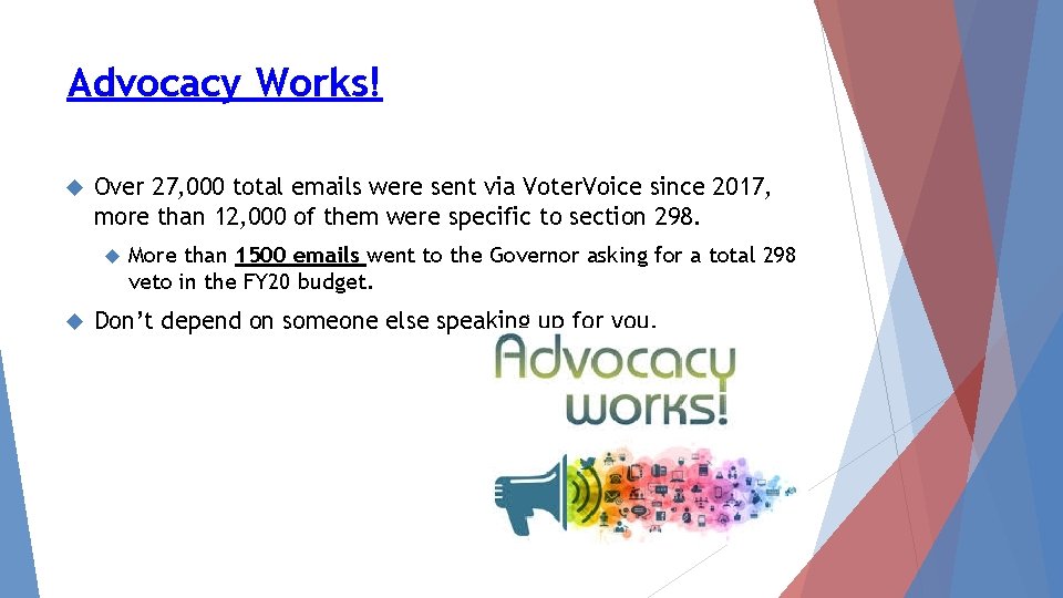 Advocacy Works! Over 27, 000 total emails were sent via Voter. Voice since 2017,