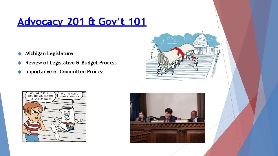 Advocacy 201 & Gov’t 101 Michigan Legislature Review of Legislative & Budget Process Importance