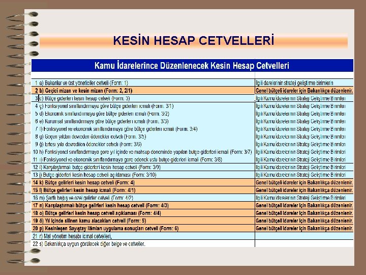 KESİN HESAP CETVELLERİ 