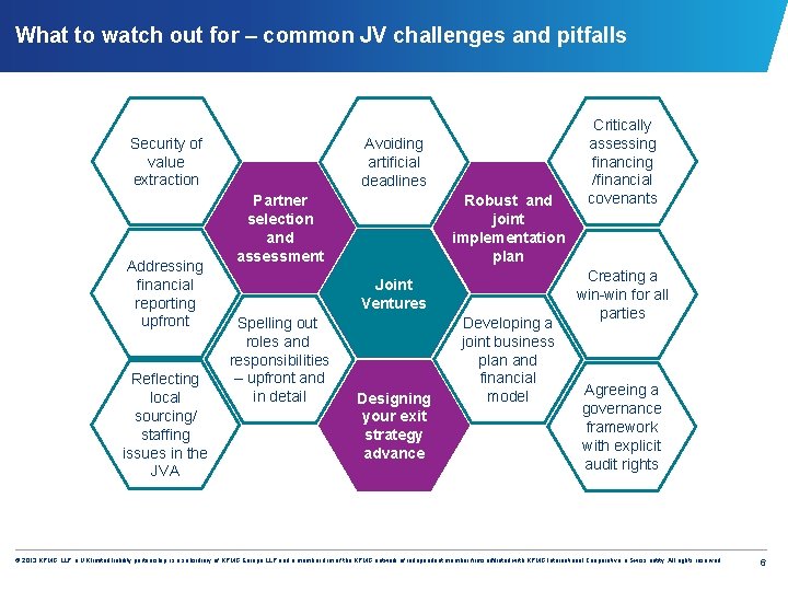 What to watch out for – common JV challenges and pitfalls Security of value