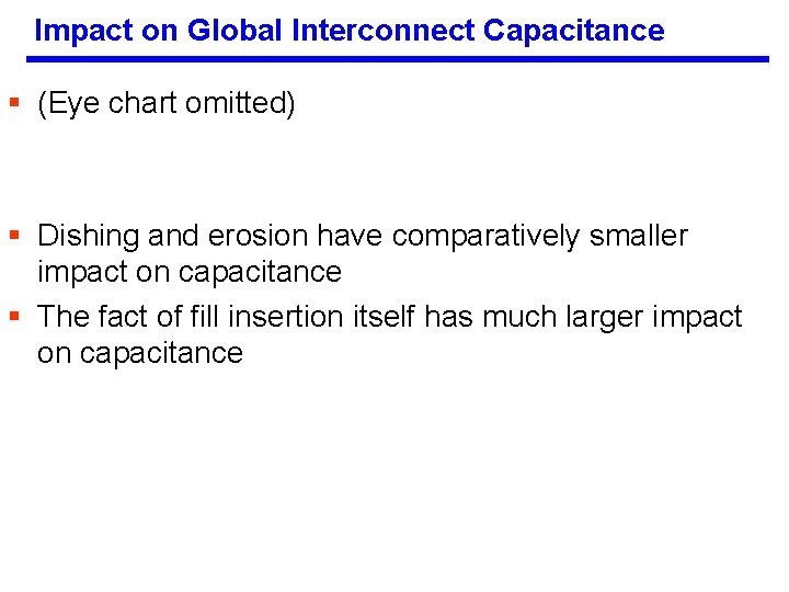 Impact on Global Interconnect Capacitance § (Eye chart omitted) § Dishing and erosion have