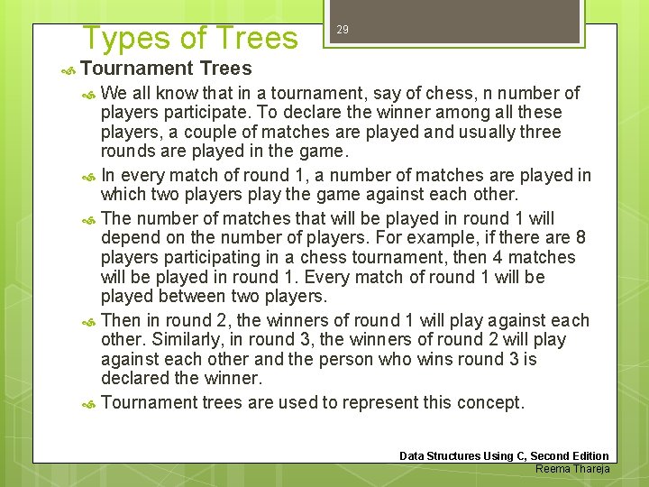 Types of Trees Tournament 29 Trees We all know that in a tournament, say