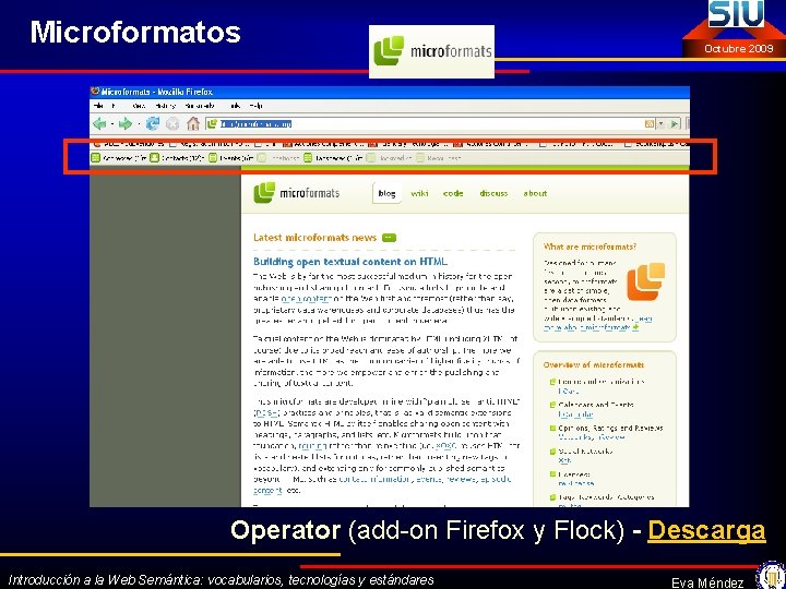Microformatos Octubre 2009 Operator (add-on Firefox y Flock) - Descarga Introducción a la Web