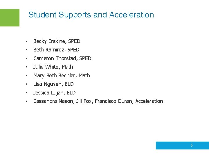 Student Supports and Acceleration ▪ Becky Erskine, SPED ▪ Beth Ramirez, SPED ▪ Cameron