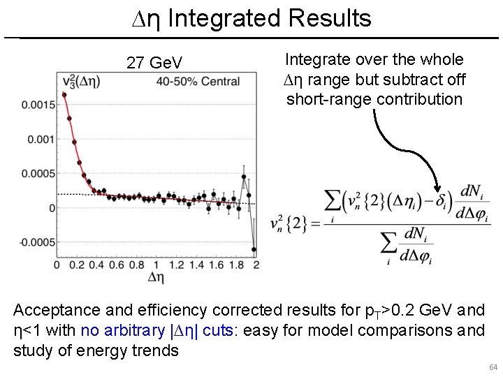 ∆η Integrated Results 27 Ge. V Integrate over the whole ∆η range but subtract