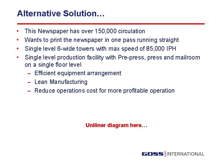 Alternative Solution… • • This Newspaper has over 150, 000 circulation Wants to print